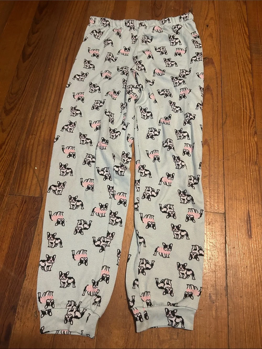 Kids Light Blue French Bulldog Print Pajama Pants